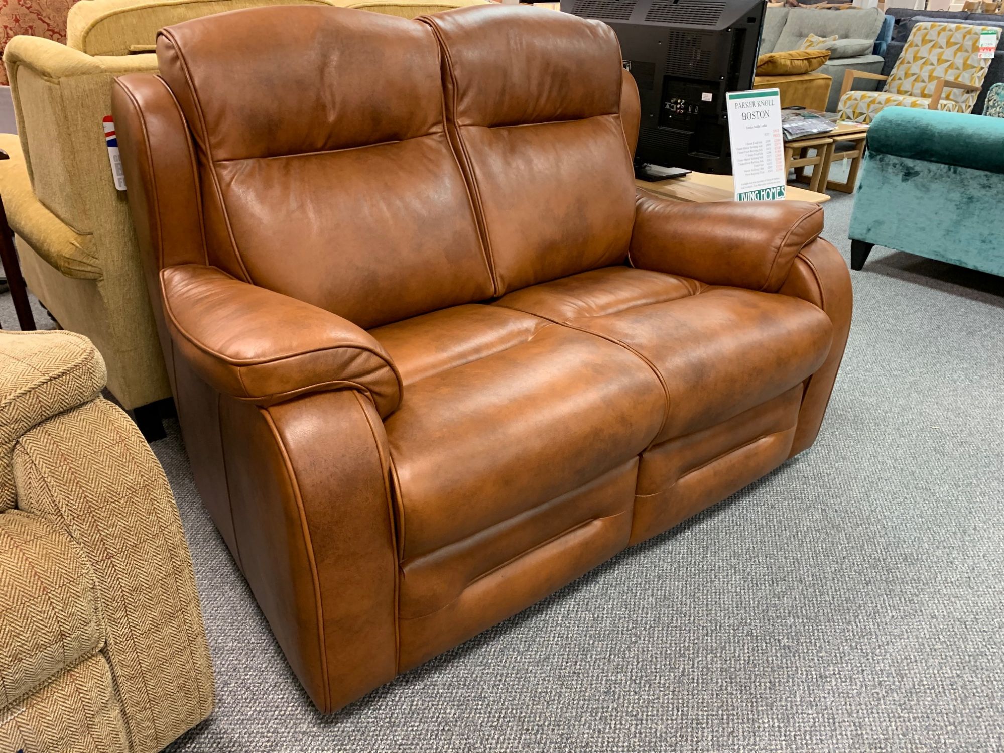 leather two seat sofa