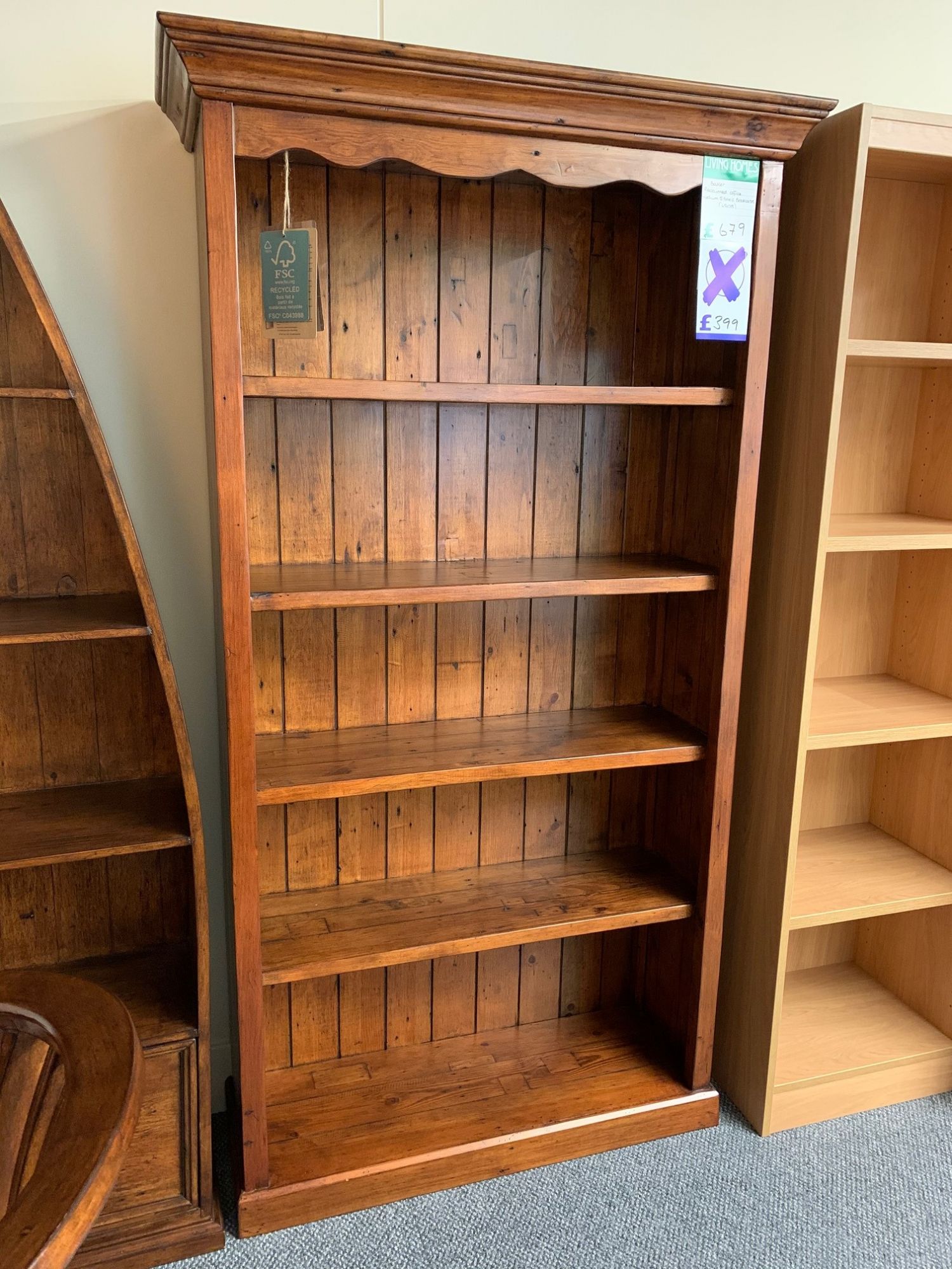 Clearance Baker Reclaimed Office Medium 5 Shelf Bookcase Dining