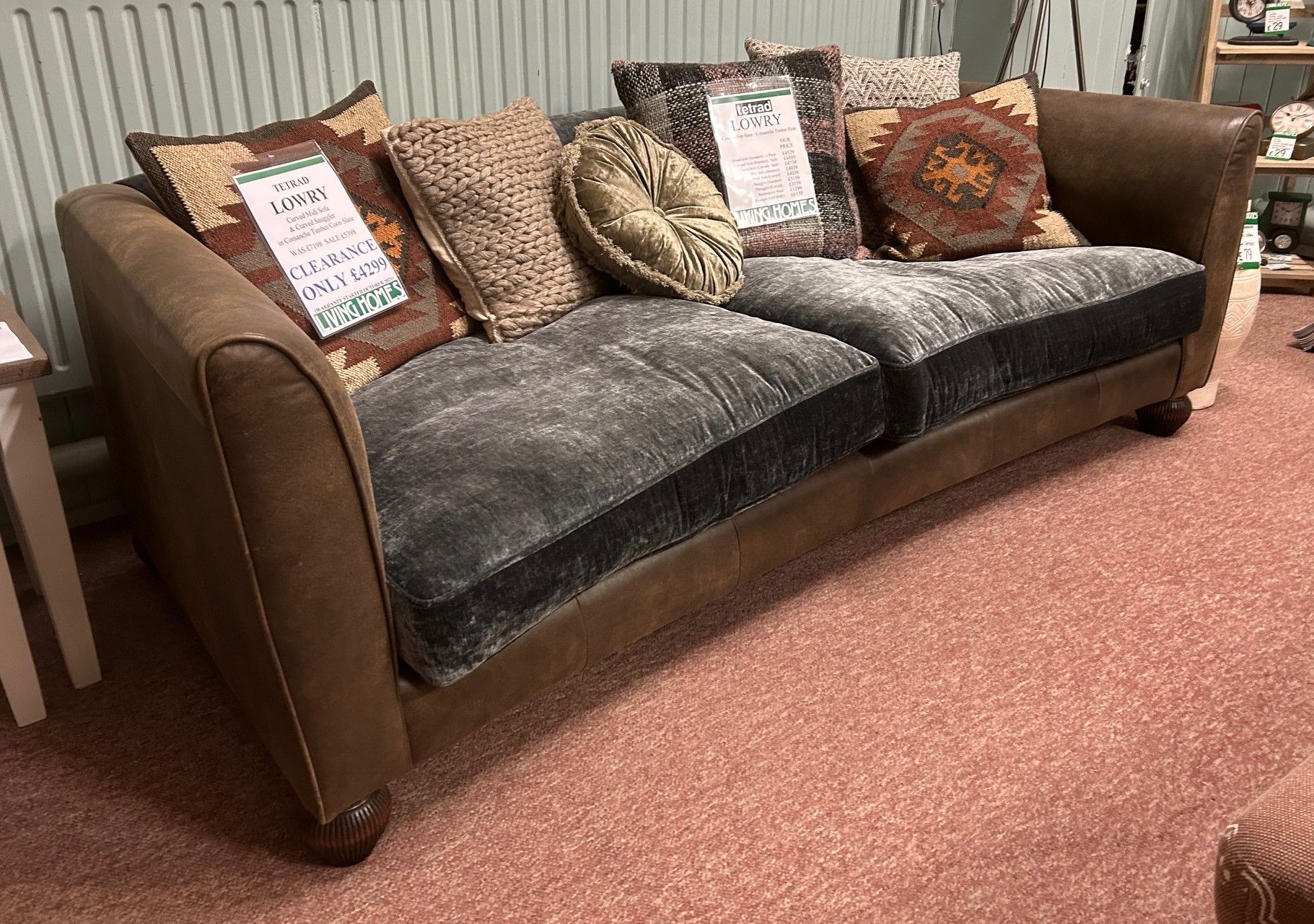 Clearance Tetrad Lowry Curved Midi Sofa & Curved Snuggler Sofas
