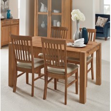 Regis Oak 140x90cm Dining Table & 4 Fabric Chairs