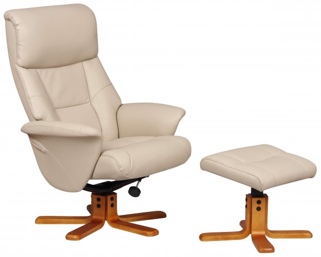 Marseille Relaxer Chair & Footstool (Latte/Cherry)