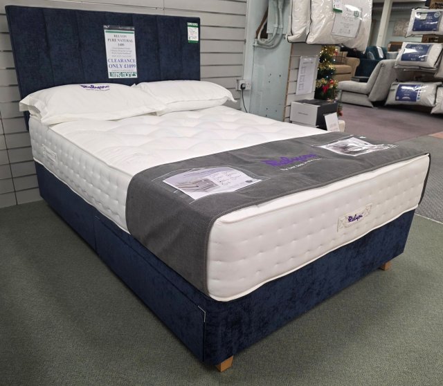 Clearance - Relyon Pure Natural 1400 4'6" (135cm) 2 Drw Kingsize Divan Set On Legs + H/B