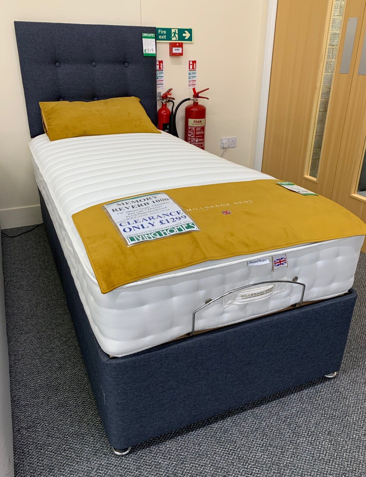 Clearance Millbrook Memory Reverb 1000 3'0" (90cm) Single Adjustable