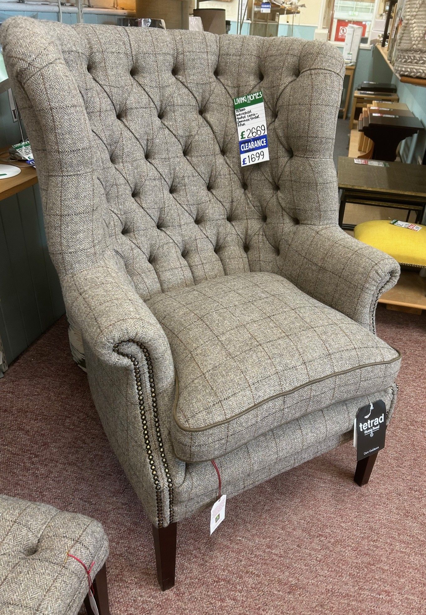 Clearance - Tetrad MacKenzie Armchair in Harris Tweed with Leather ...