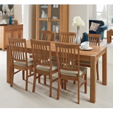 Regis Oak 180x90cm Dining Table & 6 Fabric Chairs