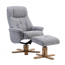 Dubai Relaxer Chair & Footstool (Silver/Mid Oak)