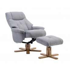 Dubai Relaxer Chair & Footstool (Silver/Mid Oak)