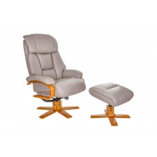 Nice Relaxer Chair & Footstool (Pebble/Cherry)