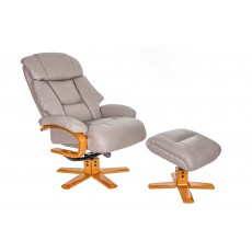 Nice Relaxer Chair & Footstool (Pebble/Cherry)