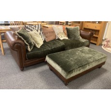 Clearance - Tetrad Constable Grand (Split) Sofa & Large Rectangular Footstool in Velvet/Leather Clearance - Tetrad Constable Grand (Split) Sofa & Large Rectangular Footstool in Velvet/Leather