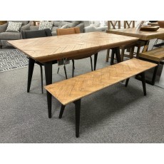 Clearance - Baker Flight Extending Dining Table, 2 x Jack Chairs (1 in Black, 1 in Cognac) & Bench