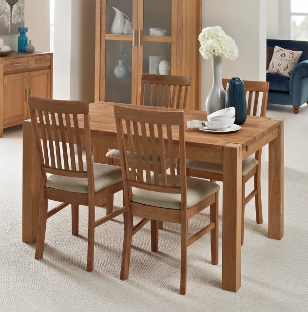 Regis Oak 140x90cm Dining Table & 4 Fabric Chairs