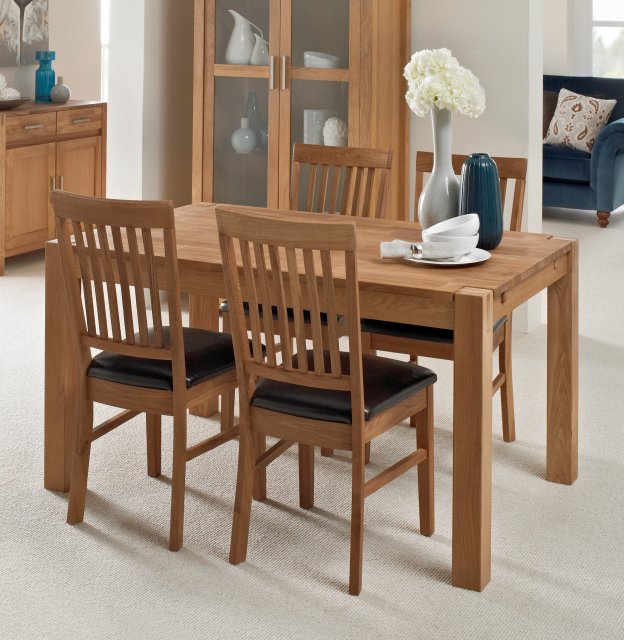 Living Homes Collection Regis Oak 140x90cm Dining Table & 4 PU Chairs