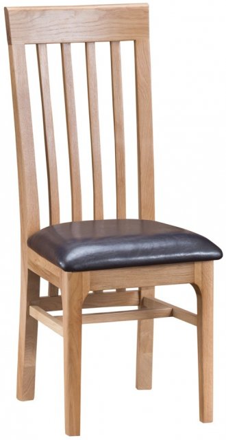 Newport Dining Slat-Back Chair - PU Seat (Pair)