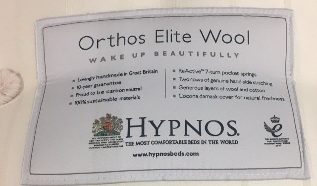 Clearance - Hypnos Orthos Elite Wool 5'0" (150cm) Kingsize Mattress - Firm
