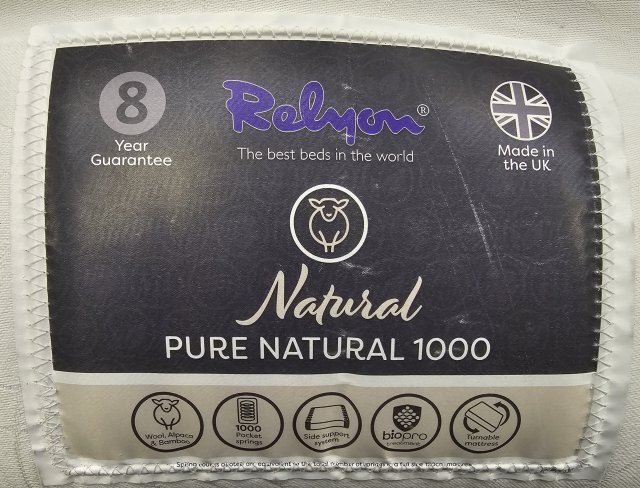 Clearance - Relyon Pure Natural 1000 135cm Double Mattress Only