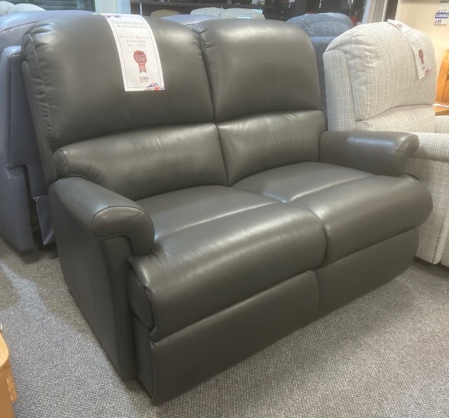 Clearance - Sherborne Nevada 2 Seater Fixed Sofa in Slate Leather