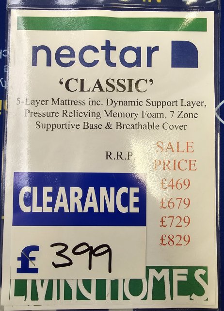 Clearance - Nectar Classic 3' Single Mattress