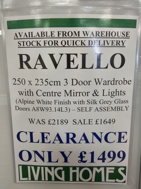Clearance - Rauch Ravello Centre Mirror Gliding Robe