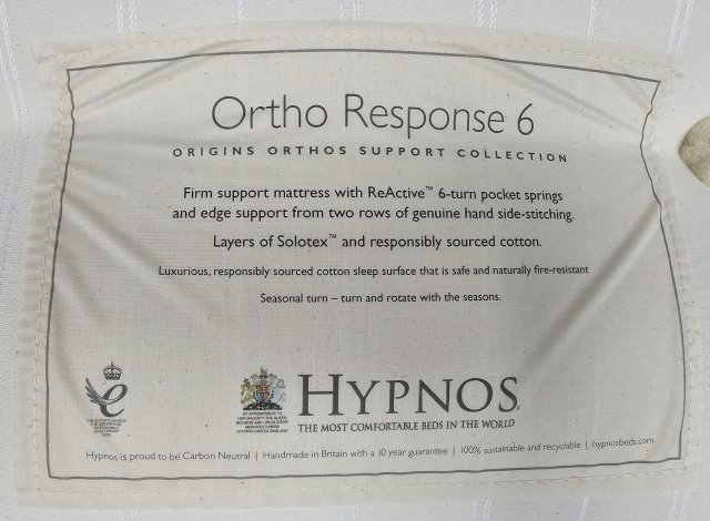 Clearance - Hypnos Ortho Response 6 4'6" Double Mattress Only