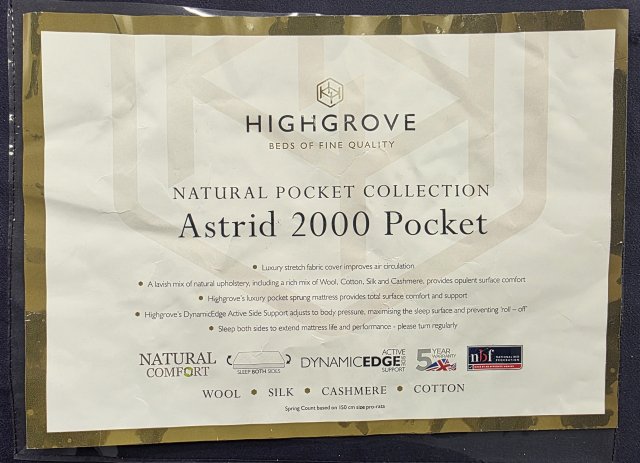 Clearance - Highgrove Astrid 2000 135cm 4'6" Mattress Only