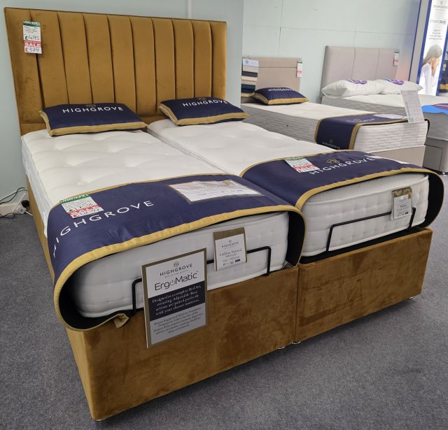 Clearance - Highgrove Ergomatic 150cm King Adjustable Bed + HB