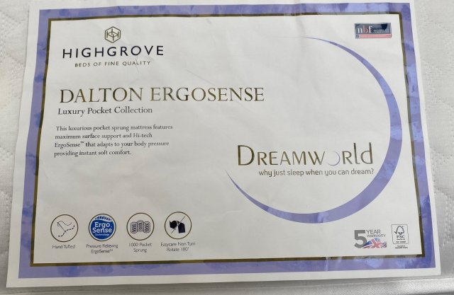Clearance - Highgrove Dalton Ergosense 4'6" (135cm) Mattress
