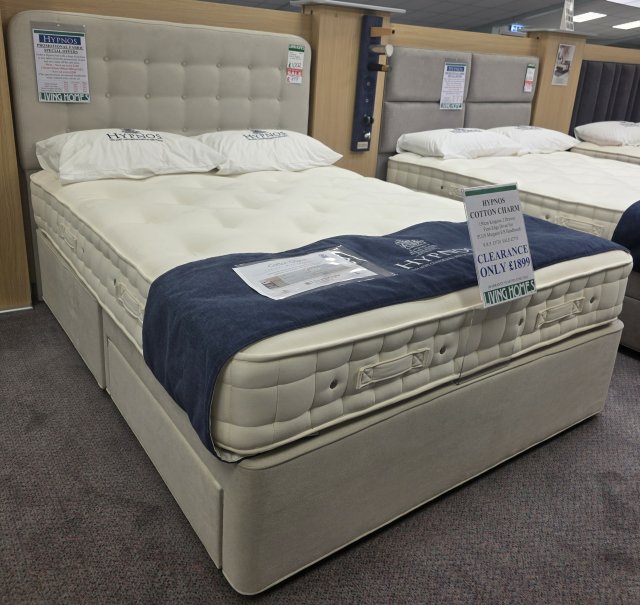 Clearance - Hypnos Cotton Charm 150cm King 2 Drawer Firm Edge Set + HB