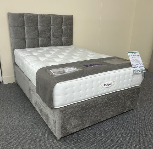 Clearance - Relyon Pure Natural 1400 4'6" (135cm) Double 2 Drw F/E Divan + Consort Headboard