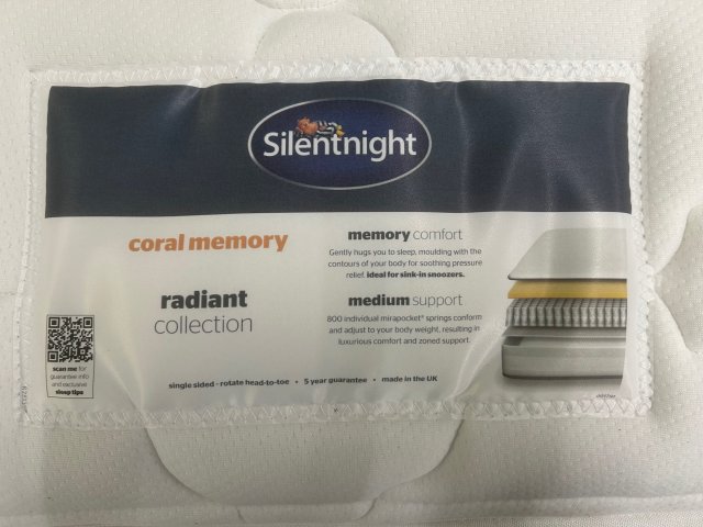 Clearance - Silentnight Coral Memory 150cm Kingsize Mattress Only