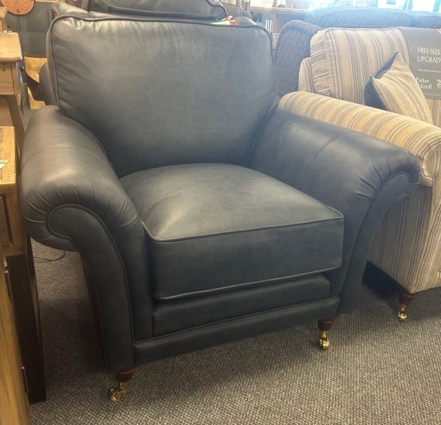 Clearance - Parker Knoll Burghley Armchair & Moseley Footstool in Leather