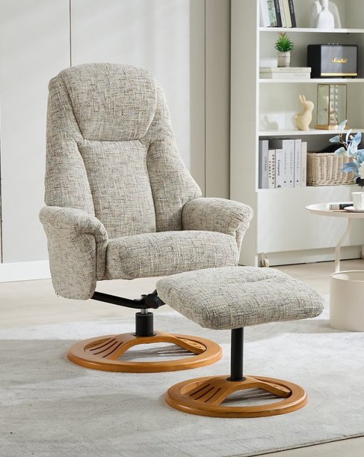 Aruba Relaxer Chair & Footstool (Frost)