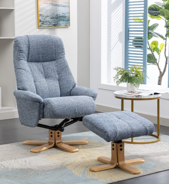 Dubai Relaxer Chair & Footstool (Marine)