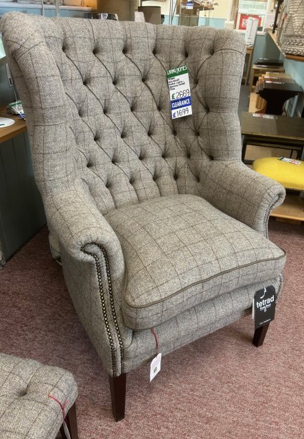 Clearance - Tetrad MacKenzie Armchair in Harris Tweed with Leather Piping/Buttons