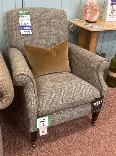 Clearance - Tetrad Bowmore Compact Armchair in Harris Tweed with Leather Piping
