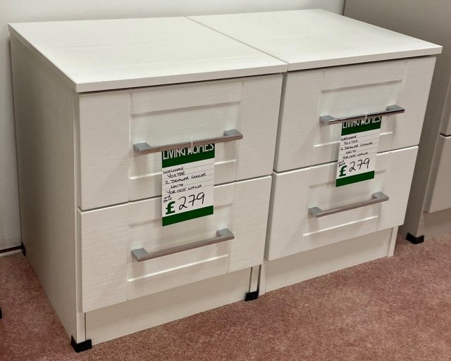 Clearance - Welcome Yoxter 2 Drawer Locker in White (Pair)