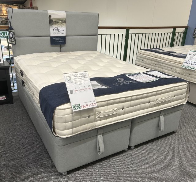 Clearance - Hypnos Orthocare Superior 5'0" (150cm) Kingsize Mattress with Ottoman Base + Headboard