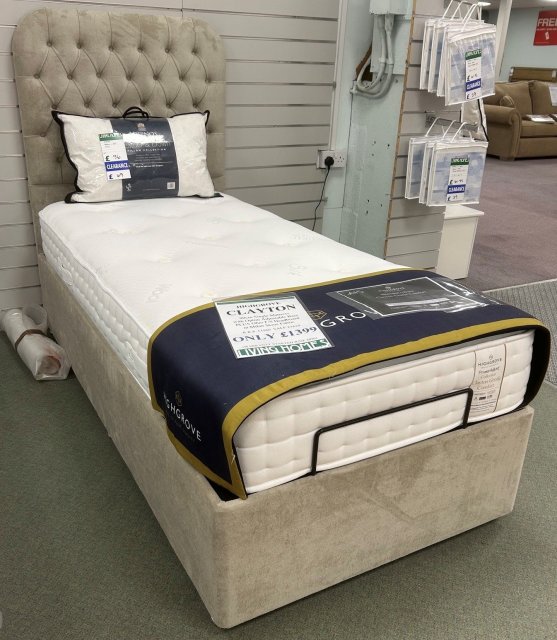 Clearance - Highgrove Clayton 90cm Single Adjustable Bed + HB