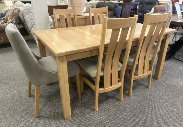 Clearance - Andrena Pelham 160-220cm Extending Table, 4 x Twin-Slat Chairs & 2 x Upholstered Chairs