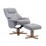 Dubai Relaxer Chair & Footstool (Silver/Mid Oak)