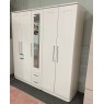 Clearance - Welcome Yoxter Tall 5 Door 2 Drawer Mirror Wardrobe in  White